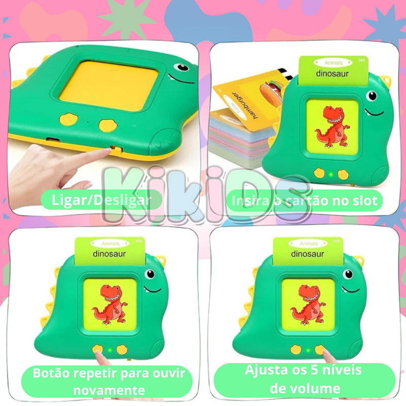 Cards Infantil ''Aprenda Português e Inglês Dino''