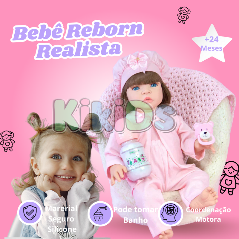Boneca Bebê Reborn de Silicone Realista
