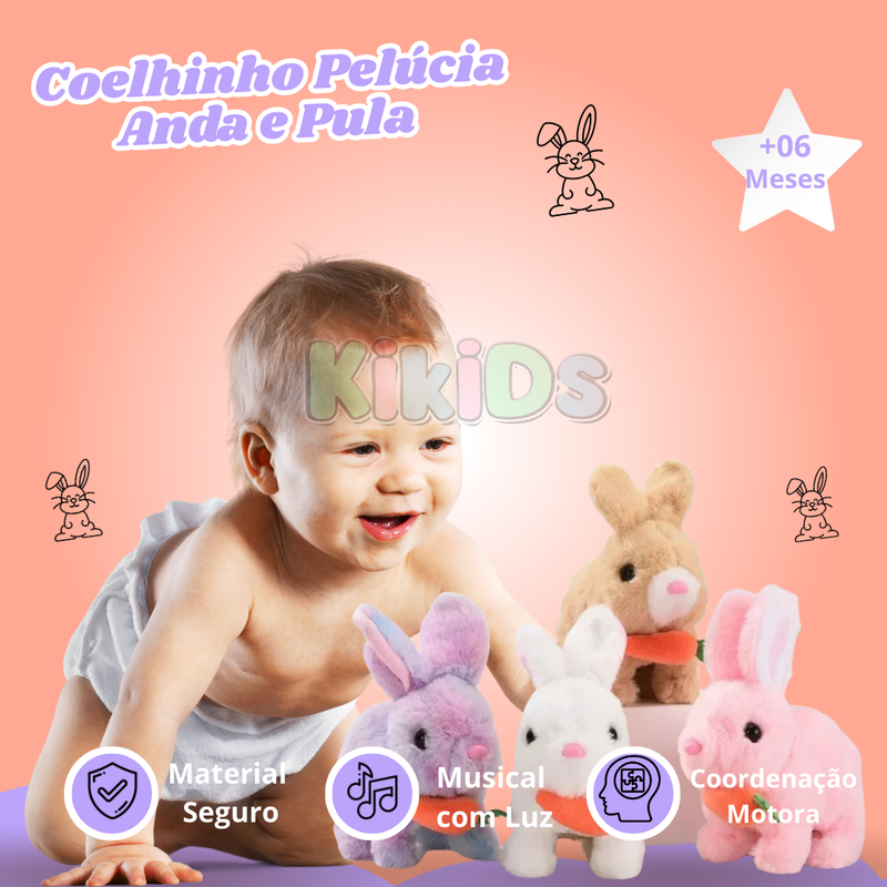 Coelhinho Pelúcia Anda e Pula