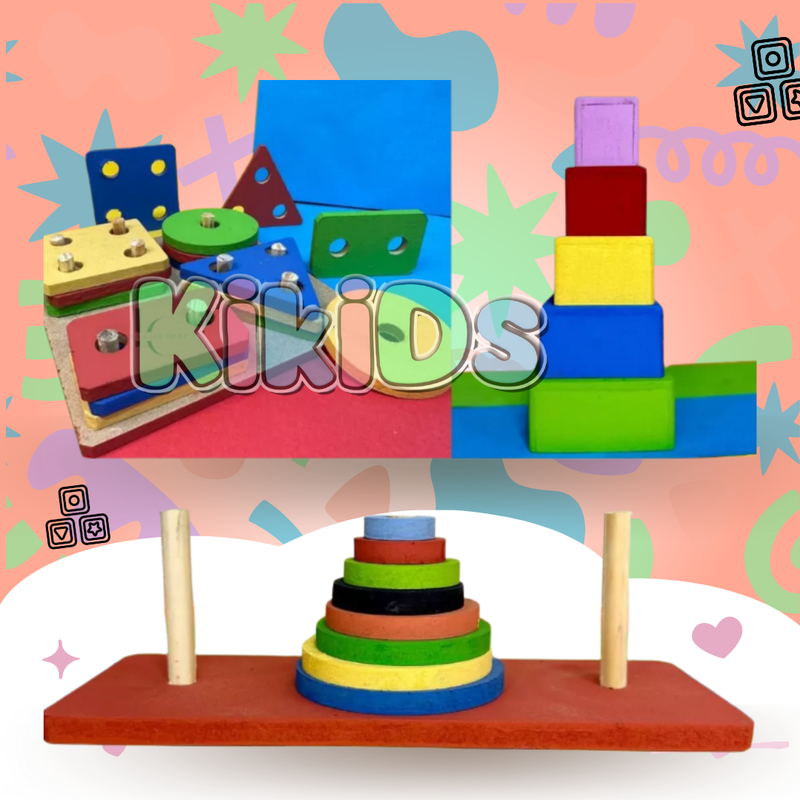 Kit 3 Brinquedos Pedagógicos
