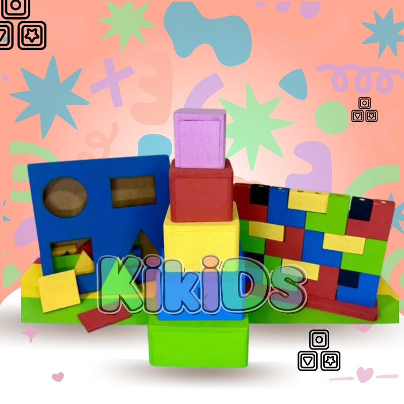 Kit 3 Brinquedos Pedagógicos