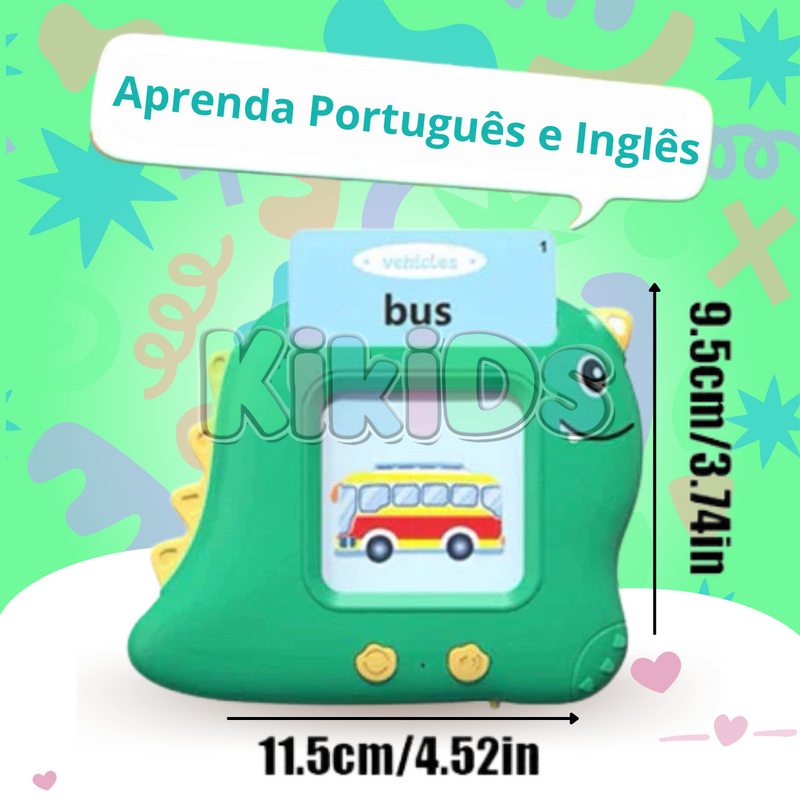 Cards Infantil ''Aprenda Português e Inglês Dino''